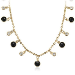 Simulated Diamonds Dangling Necklace 18k Gold Plated